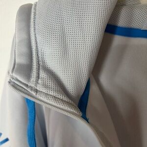 Nike dri- fit full zip hooded sweatshirt. Size large. Very light grey color